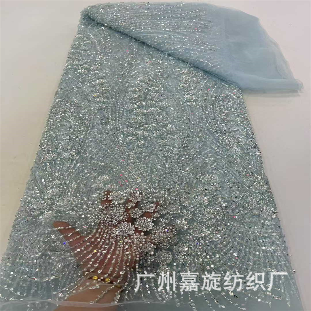 Estilo europeo de la industria pesada perlas + laminado bordado vestido de novia vestido de mujer cheongsam ropa de moda tela de encaje