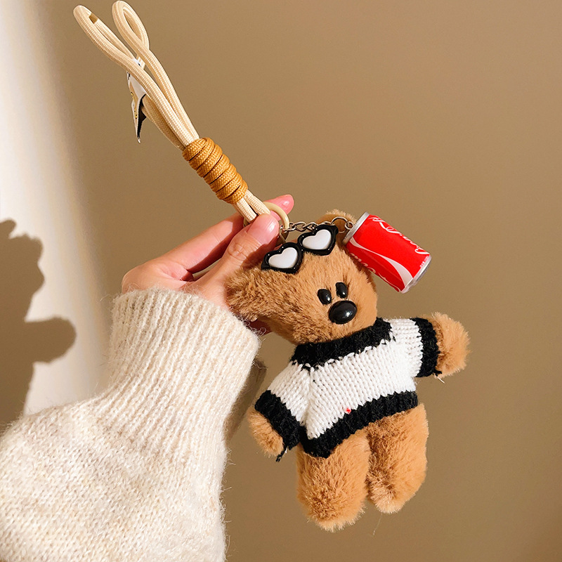 Peludo Bean Bear Keychain Colgante pareja de muñecas de amigos bolsos de teléfono móvil colgante colgante muñecas
