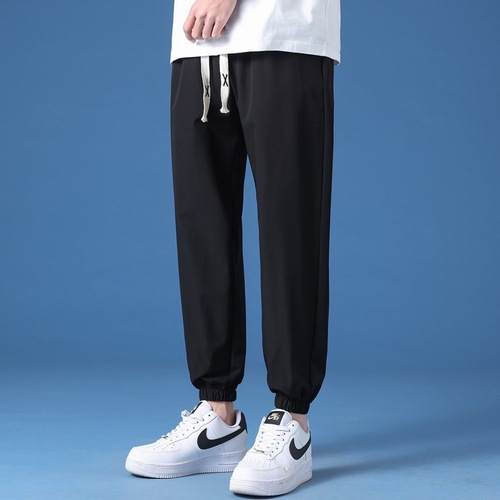 Men's 2025 Spring and Summer 9-inch Straight-leg Athletic Pants Ice Silk Loose Casual Bottoms
