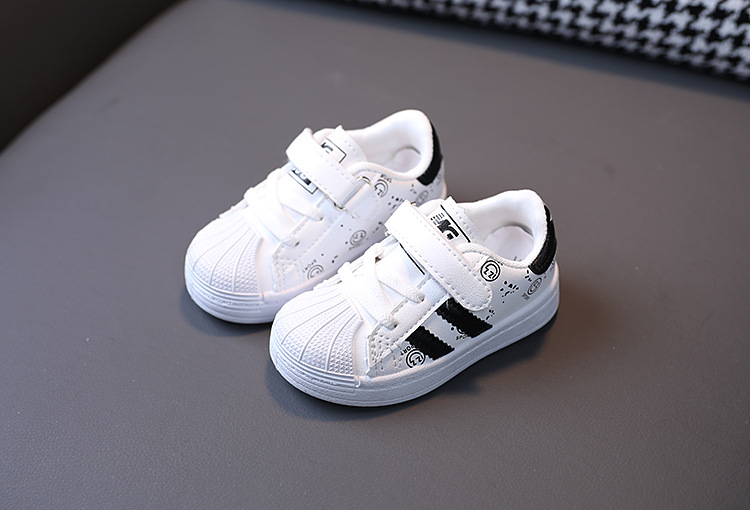 Chiren's sports boys girls' shell top board 2023 Spring and Autumn Korean version, boys' baby white shoes, 1-3 years_voghion.com