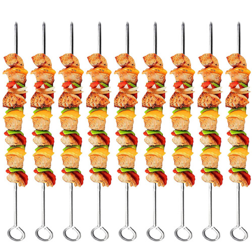 Zibo's same style BBQ stainless steel twist skewers square skewers household outdoor flat skewers barbecue needle mutton skewers kebabs