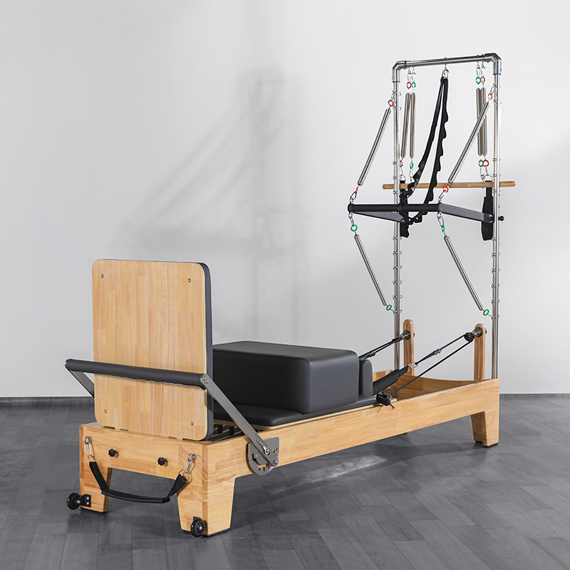 Estudio de yoga traje de cinco piezas equipo de pilates, barril de escalera, silla de pedal estable, cama central de pilates de arce Cadillac de roble