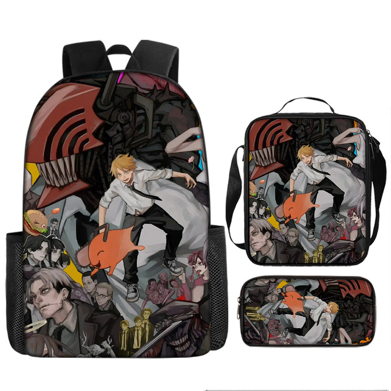 Animation Peripheral Chainsaw Man Schoolbag Middle School Student Simple Lightweight Large Capacity Animation Secondary Backpack Satchel Pencil Bag