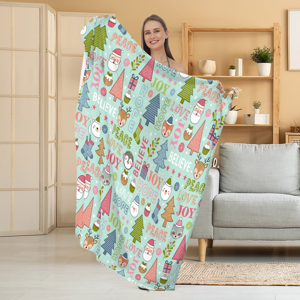 Manta de Franela Festiva con Estampado Navideño, Manta para Siesta, Manta para Aire Acondicionado, Manta Gruesa para Sofá, Manta para Dormitorio