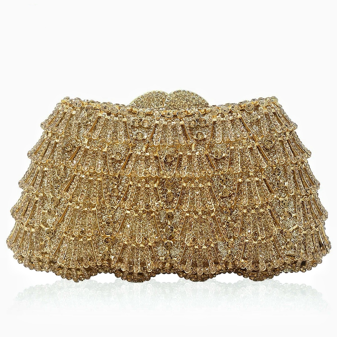 Túi clutch nữ cầm tay dự tiệc đính đá rhinestone cao cấp — Vàng ngọc xanh lam, Chim công vàng màu xanh lam, Màu đỏ vàng kim, Màu vàng kim huyền ảo
