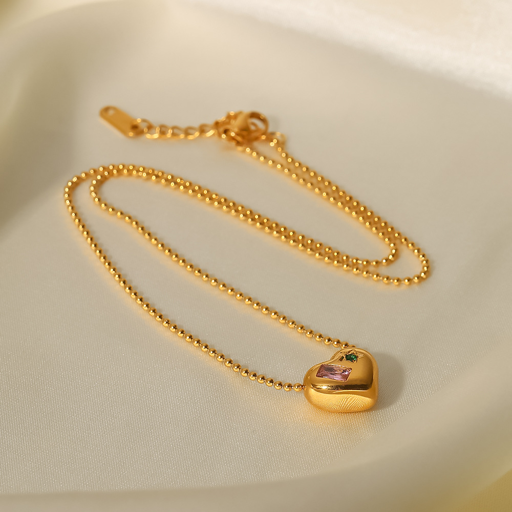 Fashion Geometric Stainless Steel Pendant Necklace Plating Zircon Stainless Steel Necklaces