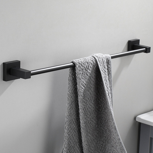 VHM7 black towel rack 35cm/45cm/55cm single and double poles extended and thickened toilet no punching space aluminum