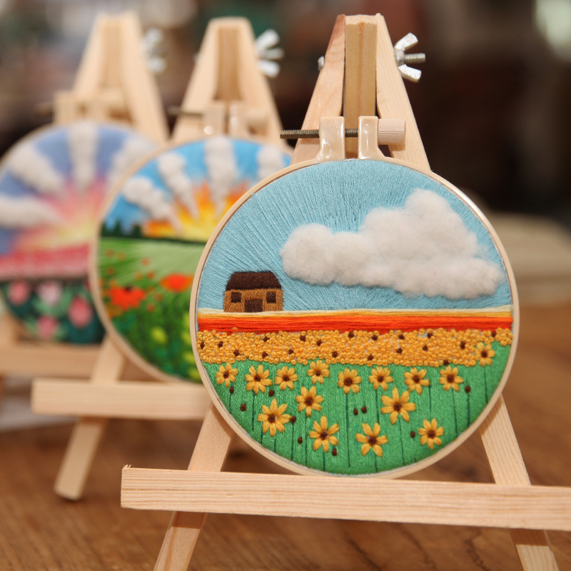 Paquete de material de bricolaje bordado a mano Pintura colgante de sala de estar Pintura de punto de cruz para principiantes Paquete de material de bricolaje hecho a mano para niños