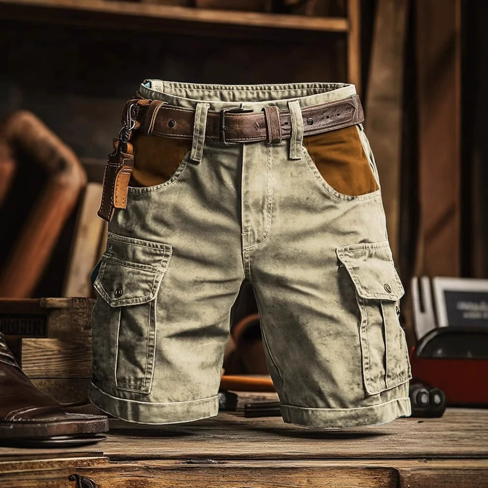 Спецодежда, повседневные шорты, мужские летние тонкие шорты, новинка 2025, модные брендовые свободные брюки с несколькими карманами, брюки с пятью точками, пляжные брюки