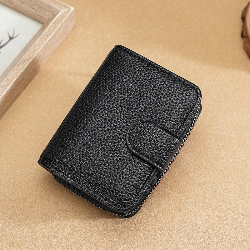 Transfronterizos de cuero de mujer litchi estampado multifuncional órgano de hombre billetera de cremallera billetera de certificados