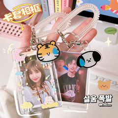 Japanese and Korean style simple and cute internet celebrity bear card holder flower student portable bus ID bank card protective cover