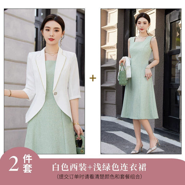 White classic suit jacket, dress