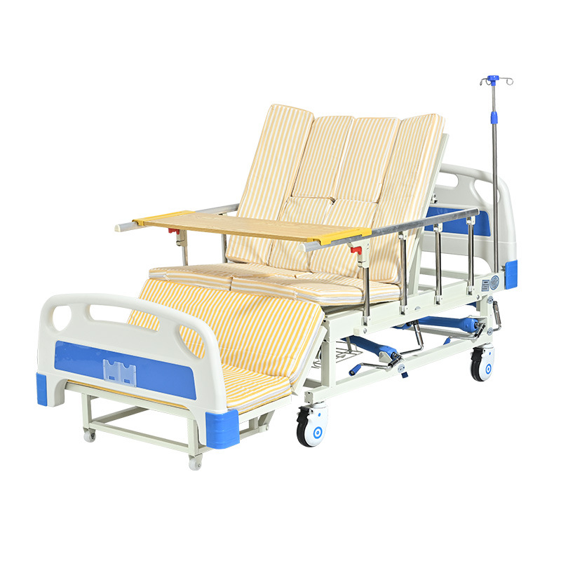 household nursing bed manual hand-cranking back-type anti-sideslip elderly sickbed curved leg nursing home hospital therapeutic bed