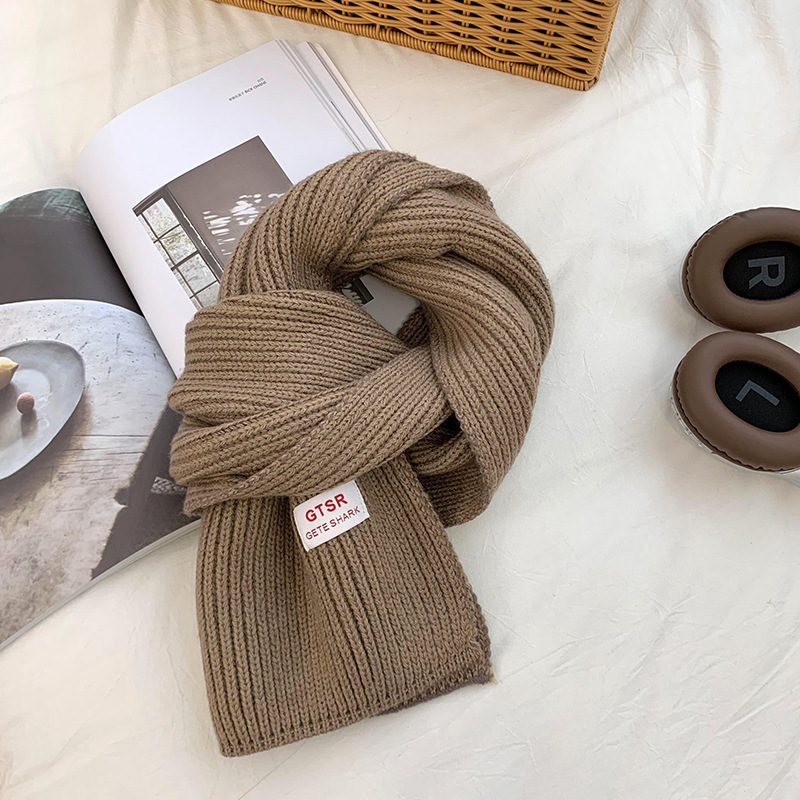 Bufandas coreanas 2025 nuevo engrosado calentamiento suave glutinoso clay azul sólido lana bufandas de cuello al por mayor