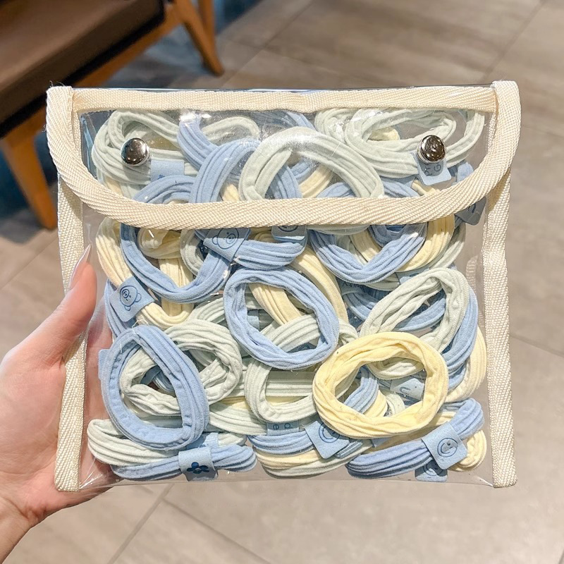 Azul leche correa de cuero para niños cabeza de alta elasticidad no daña bola de cabello cuerda de cabello toalla de niña cabeza de cabello