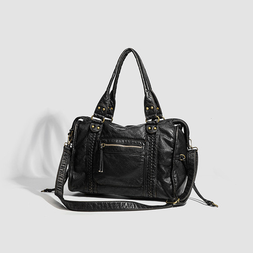 Cross-border hot selling French retro locomotive bag, one-shoulder cross-body bag, tote bag, large bag, women's large capacity bag, washed bag