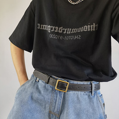 Retro cowhide belt for women Japanese versatile simple belt Korean version square buckle ins cowhide belt men and women trendy wholesale