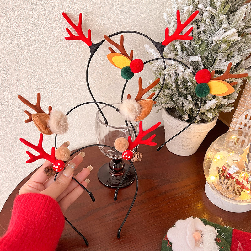 Adorable cabello de Navidad corno de ciervo cinco estrellas cabeza de banda de cabello de Navidad para niños corpos de cabello de decoración accesorios clipes de cabello