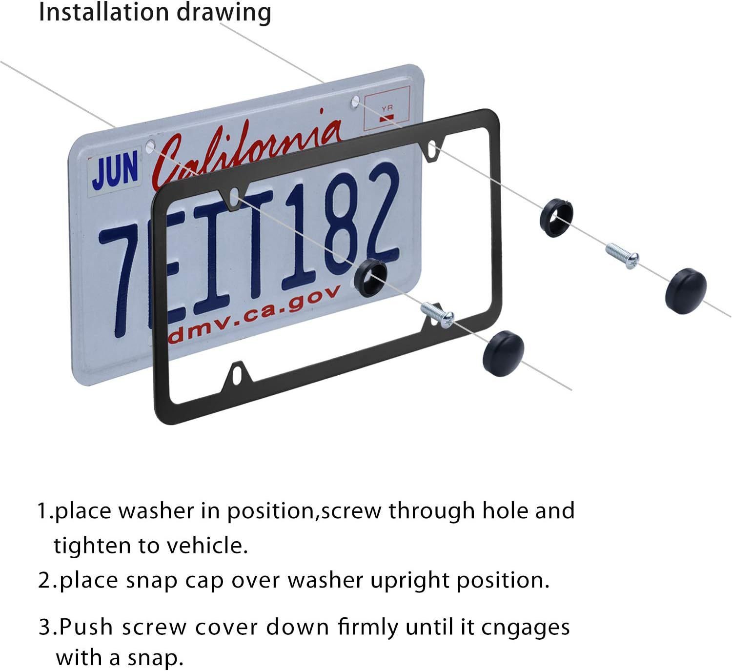 Factory Direct Sales 4-Hole American License Plate Frame Stainless Steel American License Plate Frame with Accessories Cross-Border Amazon