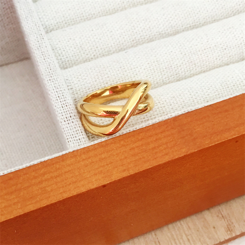 cross Pattern Titanium Steel Simple Style Cross Rings