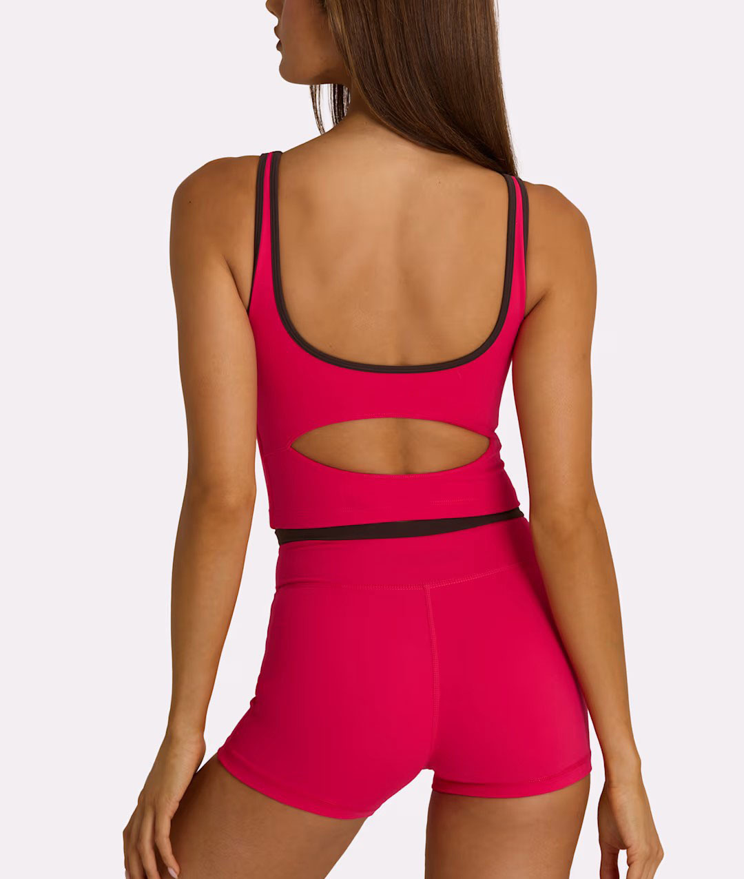 Europa y los Estados Unidos rápidamente seco transpirable color contraste diseño de borde cintura alta abdominal cruzado pantalones de ciclismo entrenamiento para correr conjunto de fitness