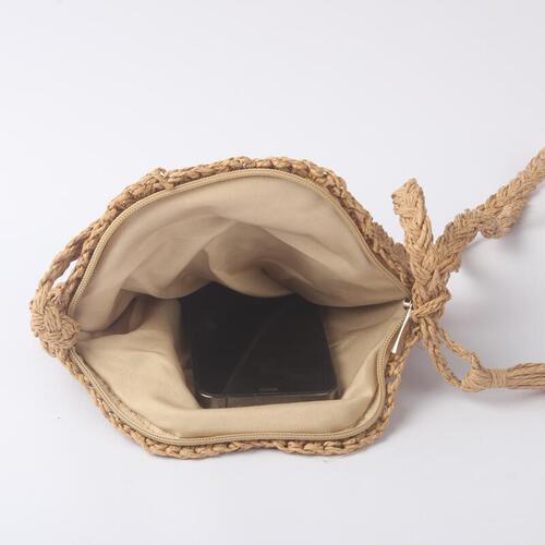 2024 New Manufacturer Straw Bag Fashion Crossbody Bag Mobile Phone Bag Small Capacity Woven Bag Solid Color Single Shoulder Beach Bag