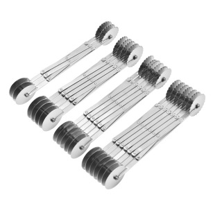 Factory foreign trade wholesale stainless steel retractable double-headed Pancake knife three five six seven-wheel pizza cutter baking tool