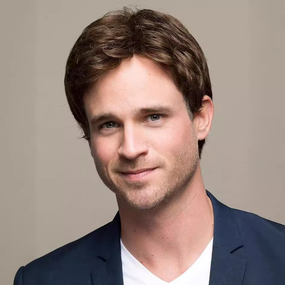 Men's Short Wig Brown with Side Parted Bangs Hot Selling Synthetic Hair Extension from Manufacturers_voghion.com