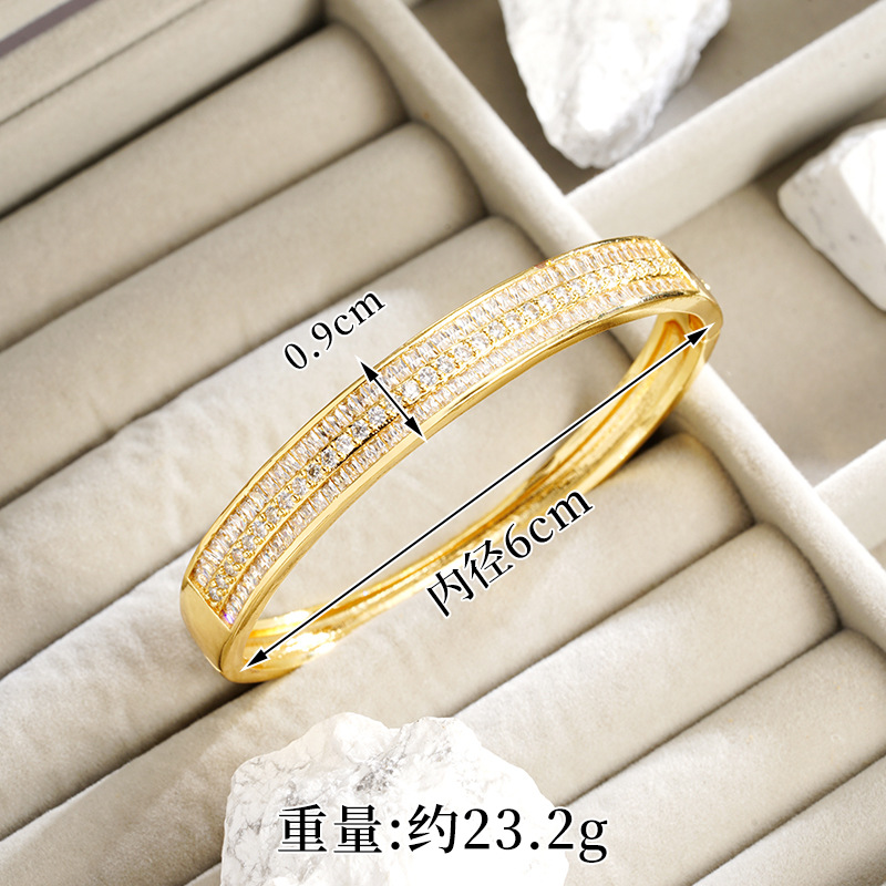 Brazalete de 18k de galvanoplastia de oro de arena antigua transfronteriza, anillo de gypsophila de diamantes