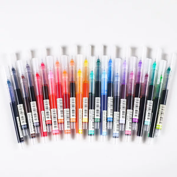 Direct-liquid smooth and durable gel pen, quick-drying, large-capacity rollerball pen, wholesale, cross-border, student-use, needle-tip pen for writing and problem-solving