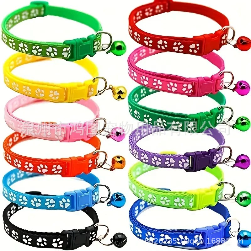 Новый трансграничный набор 12-цветного мягкого ошейника для собак с колокольчиком Регулируемый кошачий ошейник