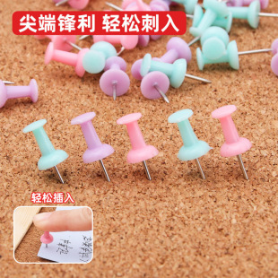80 pieces of cork board thumbtacks cross-border wholesale barrel Morandi color I-shaped nails metal stainless steel painting thumbtacks