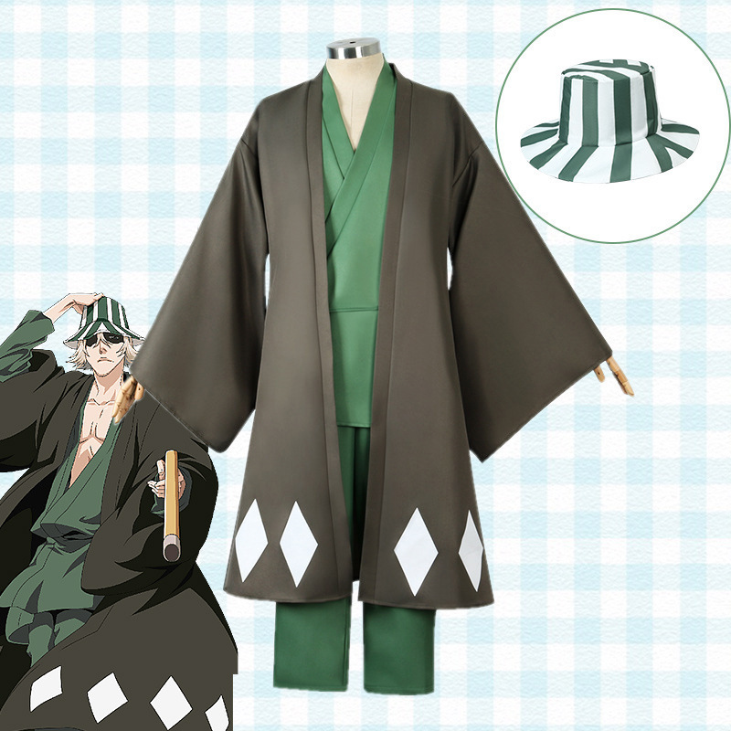 Bleach Urahara Kisuke Hat Cosplay Costume Urahara Kisuke Wide-Brimmed Hat Anime Peripheral Cartoon Fisherman Hat