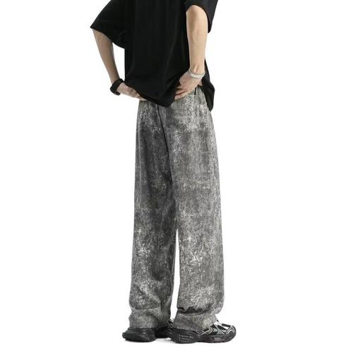 Dyed tie-dye corduroy pants for men, autumn and winter version, straight-leg loose wide-leg long pants, American lined sweatpants, cool and casual style