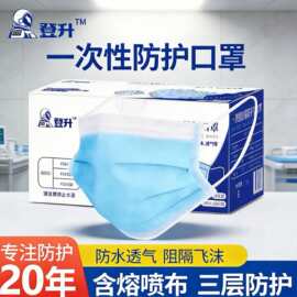 登升一次性防护口罩盒装防尘透气防雾霾防花粉挂耳式防护劳保口罩
