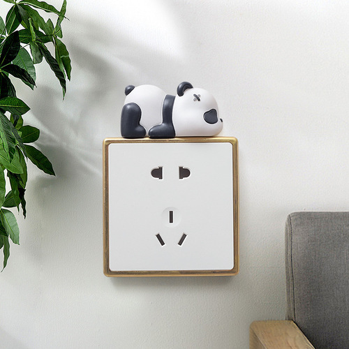 Cartoon Cute Panda Creative Home Switch Sticker Resin 3D Wall Sticker Wall Switch Board Decoration Wholesale