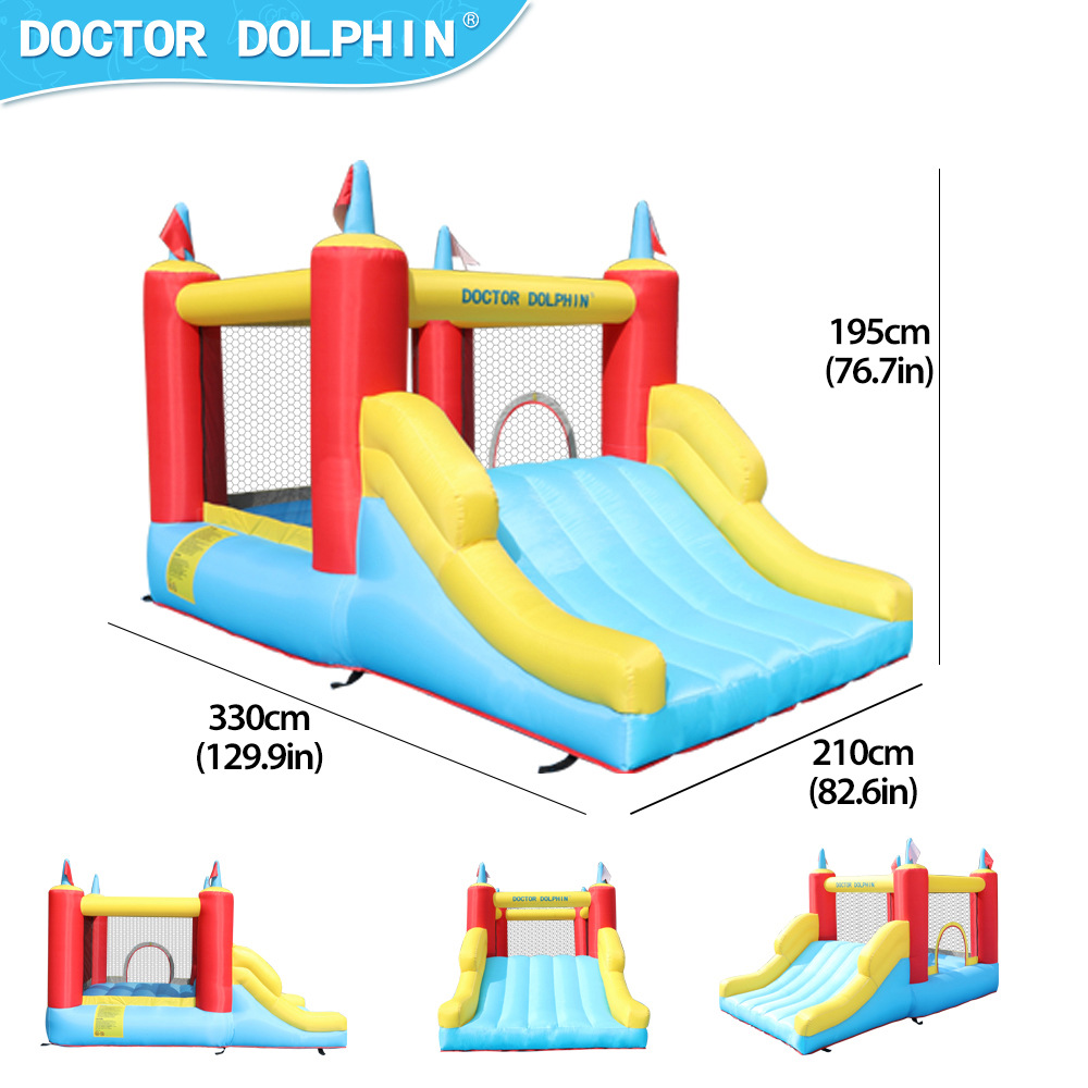Doctor Delfín | Castillo inflable para niños, pequeño castillo inflable para exteriores, trampolín, tobogán inflable para niños, antideslizante
