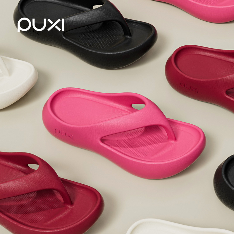 Pu Xi EVA 여름 새로운 두꺼운 밑창 플립 플롭스 여성 아우터 착용 높이 높이는 똥 느낌 클립 온 비치 샌들