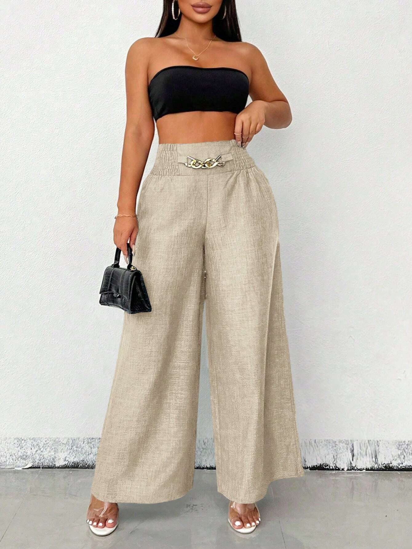 273g Weight Straight Pants Pants Length Polyester Fabric Type Low Waist Waist Line Casual Pants Pants Type Inelastic Elasticity Holiday Occasion Loose Fit Type Solid Color Pattern 2025 Spring and Summer Season Women's Gender Streetwear Style Women's Holiday Streetwear Solid Color Straight Pants Casual Pants 30