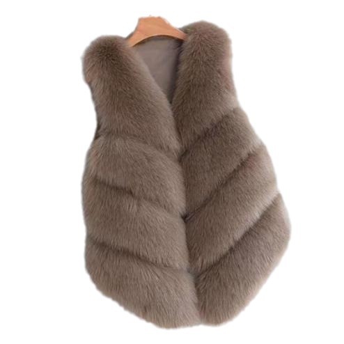 Damenbekleidung Herbst und Winter neue Mode Damen dünne Weste grau schlank warm umweltfreundliche Fuchspelzweste_voghion.com