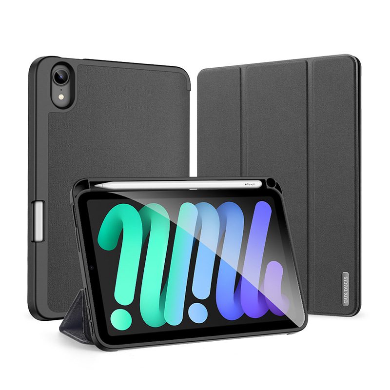 Funda protectora para iPad Mini7 con ranura para lápiz, tapa abatible, modo de suspensión, carcasa suave de TPU, funda de cuero triple, cierre magnético