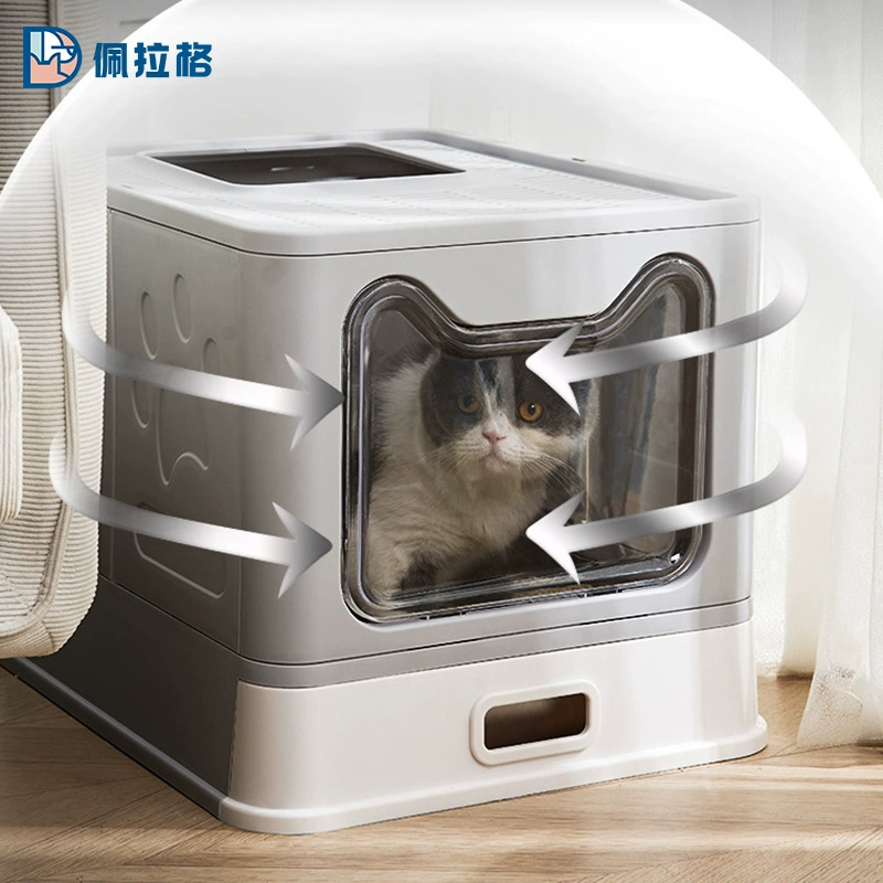 Полностью закрытый ящик для мусора из нержавеющей стали, большой ящик для ящика, складной анти-вонючий кошачий туалет