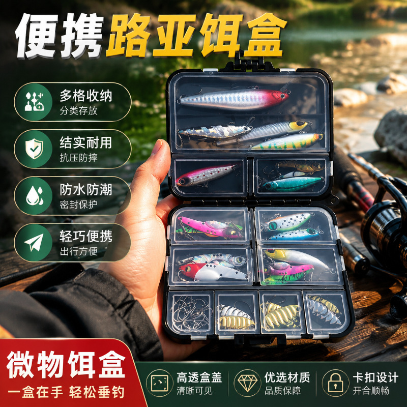 Lure Fishing Double-Layer Bait Box, Multifunctional Fishing Accessories, Fish Hook Lead Box, Portable Large Fake Bait and Lure Box