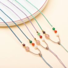纯手编细款项链绳玉佩佛公翡翠草莓玛瑙水晶挂脖珍珠吊坠挂绳批发