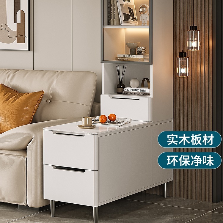 实木沙发边柜边几客厅2025新款侧边柜置物架轻奢感岩板隔断柜|undefined