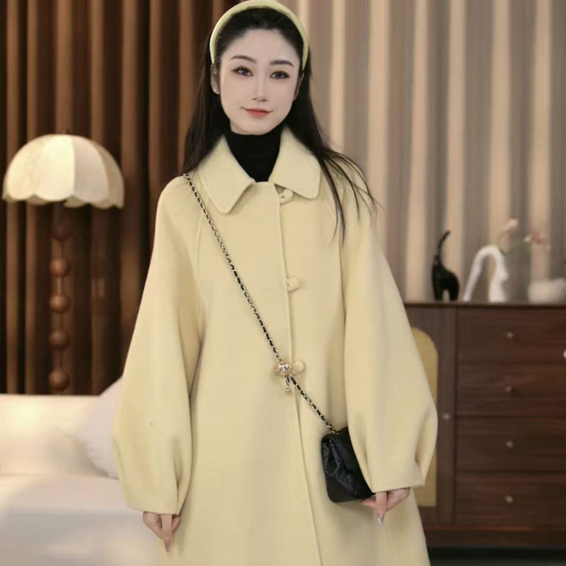 New Style Young Women's Cashmere Coat, Mid-Length, Korean Style, Loose and Gentle Style, Woolen Coat Manufacturer