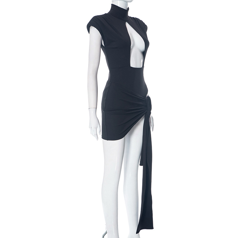 Women Clothing Padded Shoulder Hollow Out Cutout out Socialite Two Piece Set
