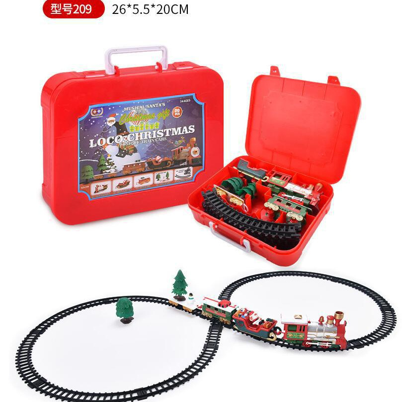 Transfronteriza venta caliente juguetes de navidad coche de ferrocarril eléctrico pequeño tren adornos regalos de navidad juguetes educativos para niños