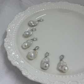 S925通体纯银法式异形鱼尾大巴珍珠吊坠万能扣可拆卸（不含链）