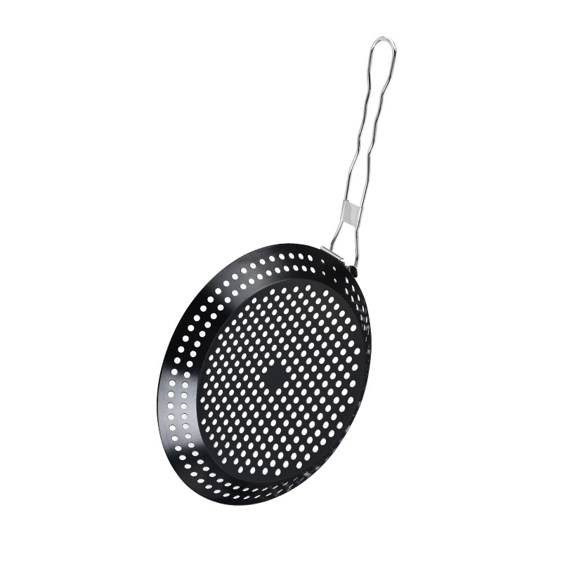 Mango plegable bandeja de barbacoa antiadherente circular hueco bandeja de barbacoa bandeja de verduras cesta de barbacoa al aire libre herramientas de barbacoa